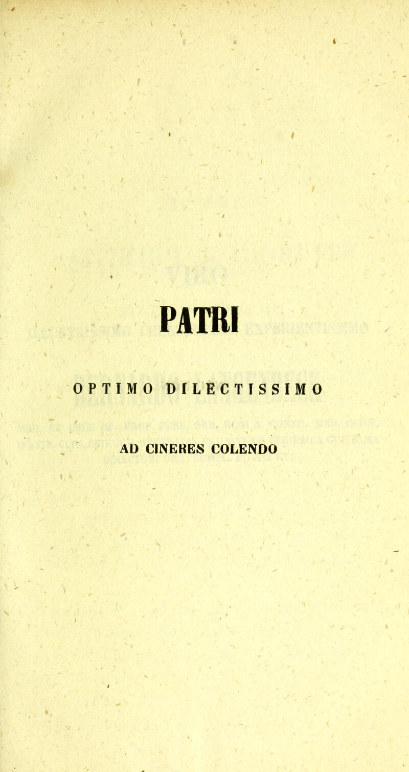 OPTIMO PATRI DILECTISSIMO AD CINERES COLENDO