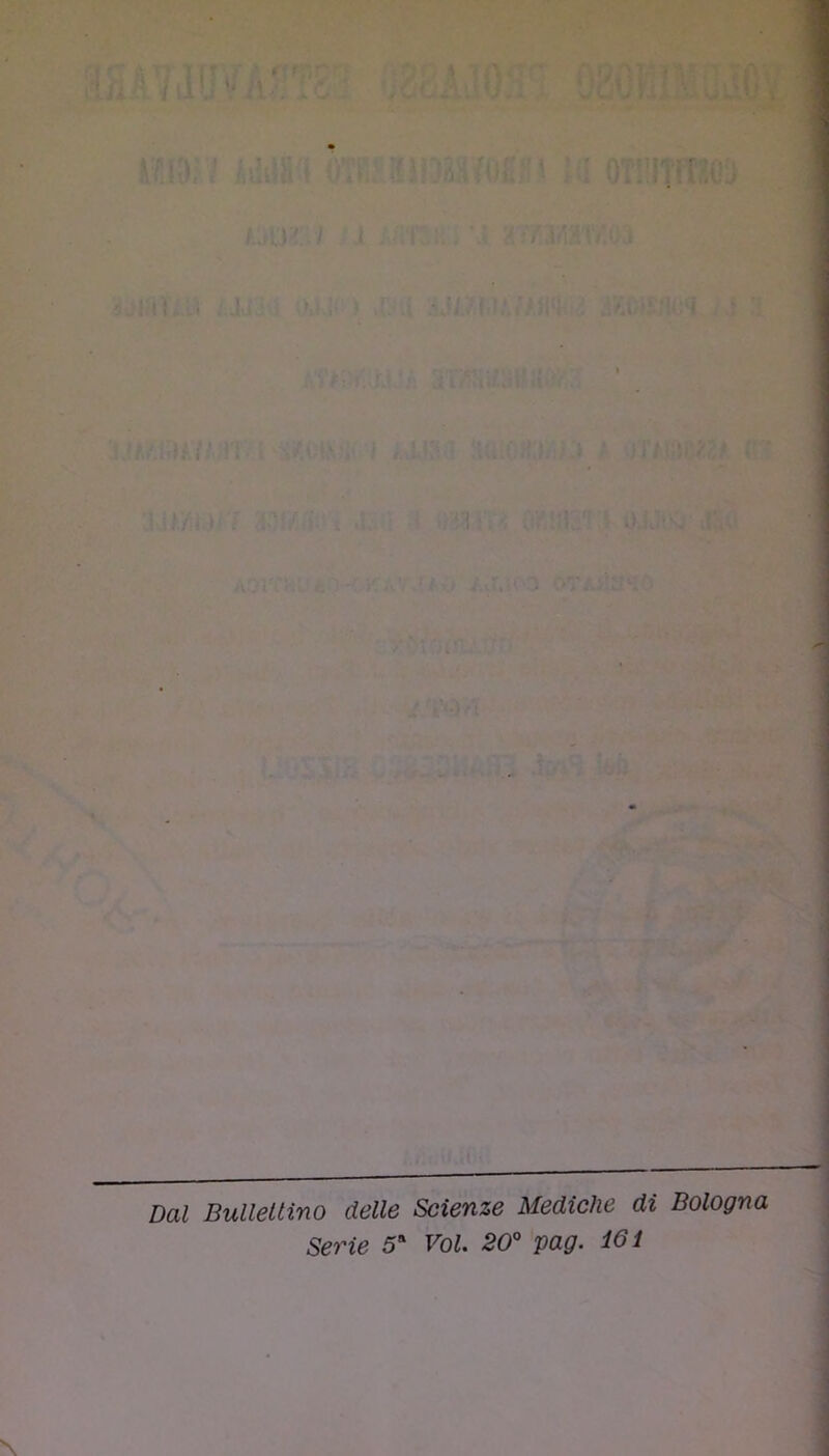 Dal Ballettino delle Scienze Mediche di Bologna Serie 5a Voi. 20° pag. 161