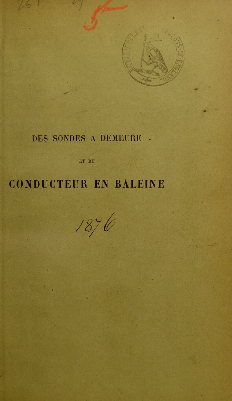 DES SONDES A DEMEURE - ET DU CONDUCTEUR EN BALEINE /