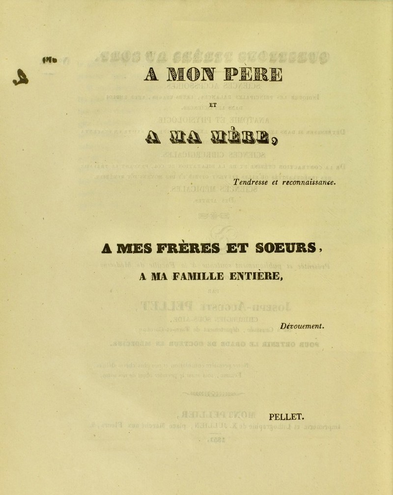 A MON PERE ET & m Tendresse et reconnaissante. A MES FRÈRES ET SOEURS, A MA FAMILLE ENTIÈRE, Dévouement. PELLET.