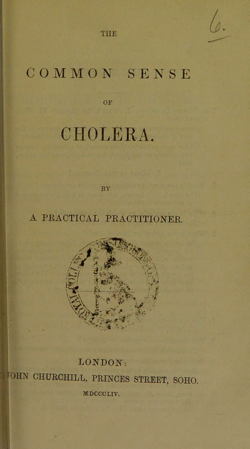 COMMON SENSE OF CHOLERA. BY A PRACTICAL PRACTITIONER. •N jC-j& A: t LONDON: tOHN CHURCHILL, PRINCES STREET, SOHO. MDCCCLIV.