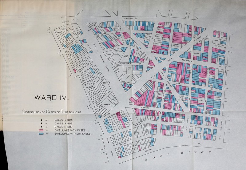 A t Distribution of Cases of Tubef^culosis CASES IN 1894. CASES IN 1895. CASES IN 1896. DWELLINGS WITH CASES. DWELLINGS WITHOUT CASES. 3N1VD