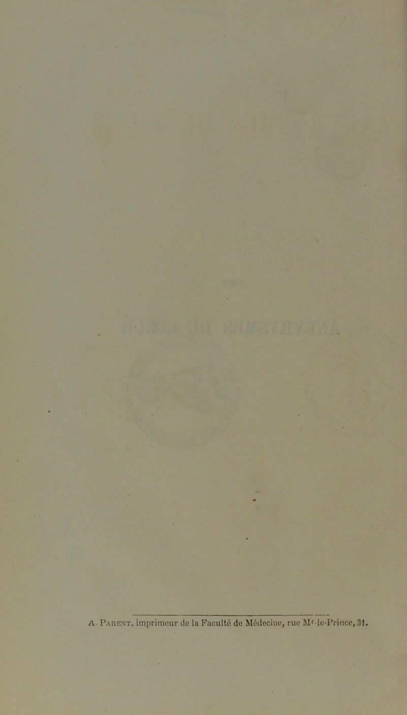 A- Parent, imprimeur de la Faculté de Médecine, rue Mr le-Prince, 31.