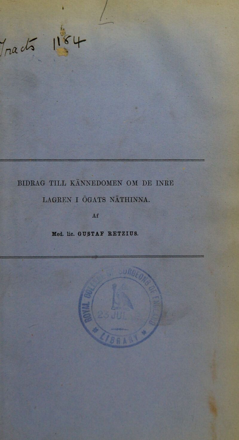 BIDRAG TILL KÄNNEDOMEN OM DE INRE LAGREN I ÖGATS NÄTIIINNA. Af Med. lic. GUSTAF RETZIUS. ( >s <y x