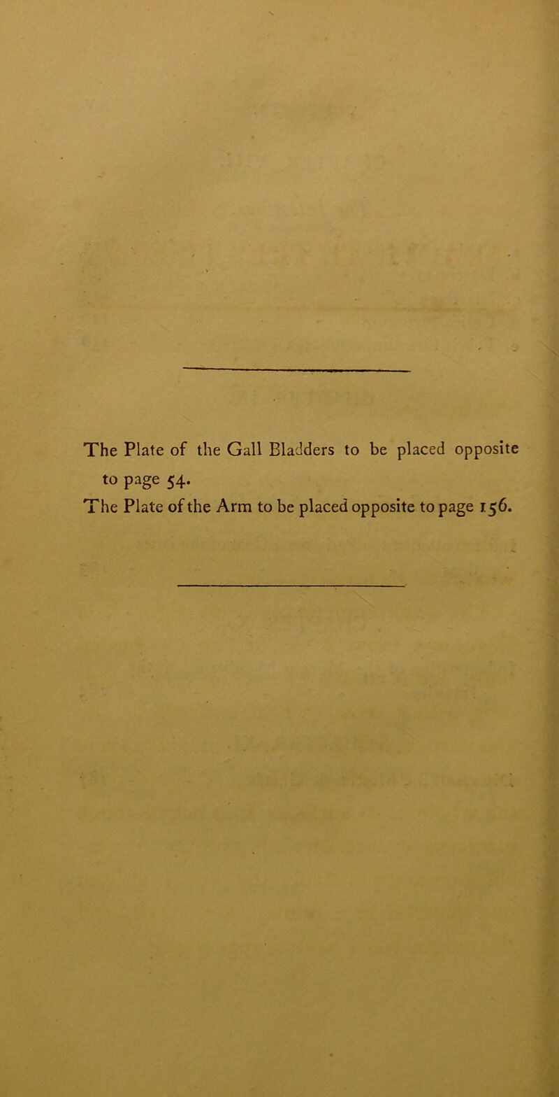 The Plate of the Gall Bladders to be placed opposite to page 54. The Plate of the Arm to be placed opposite to page 156.