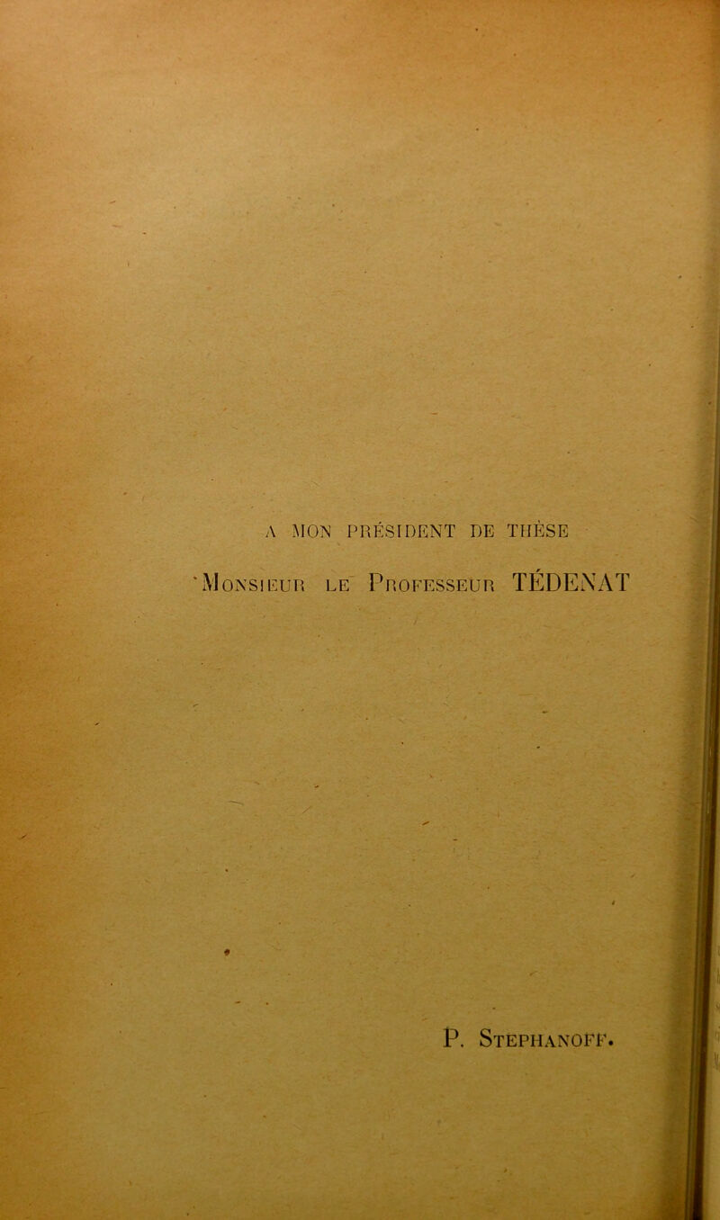 A MON PRÉSIDENT DE THÈSE 'Monsieur l / 0 e Professeur TEDENAT