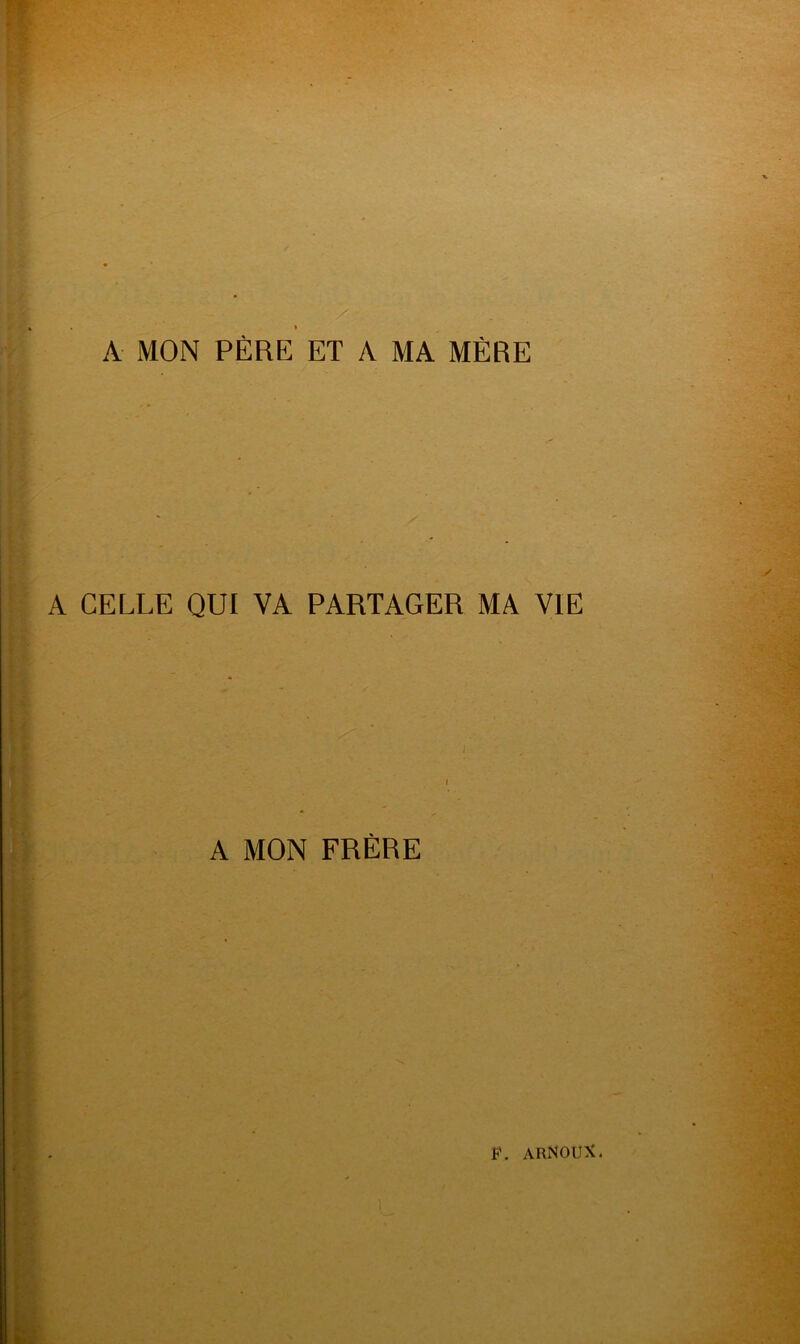 / % A MON PÈRE ET A MA MÈRE A CELLE QUI VA PARTAGER MA VIE A MON FRÈRE P. AUNOliX.