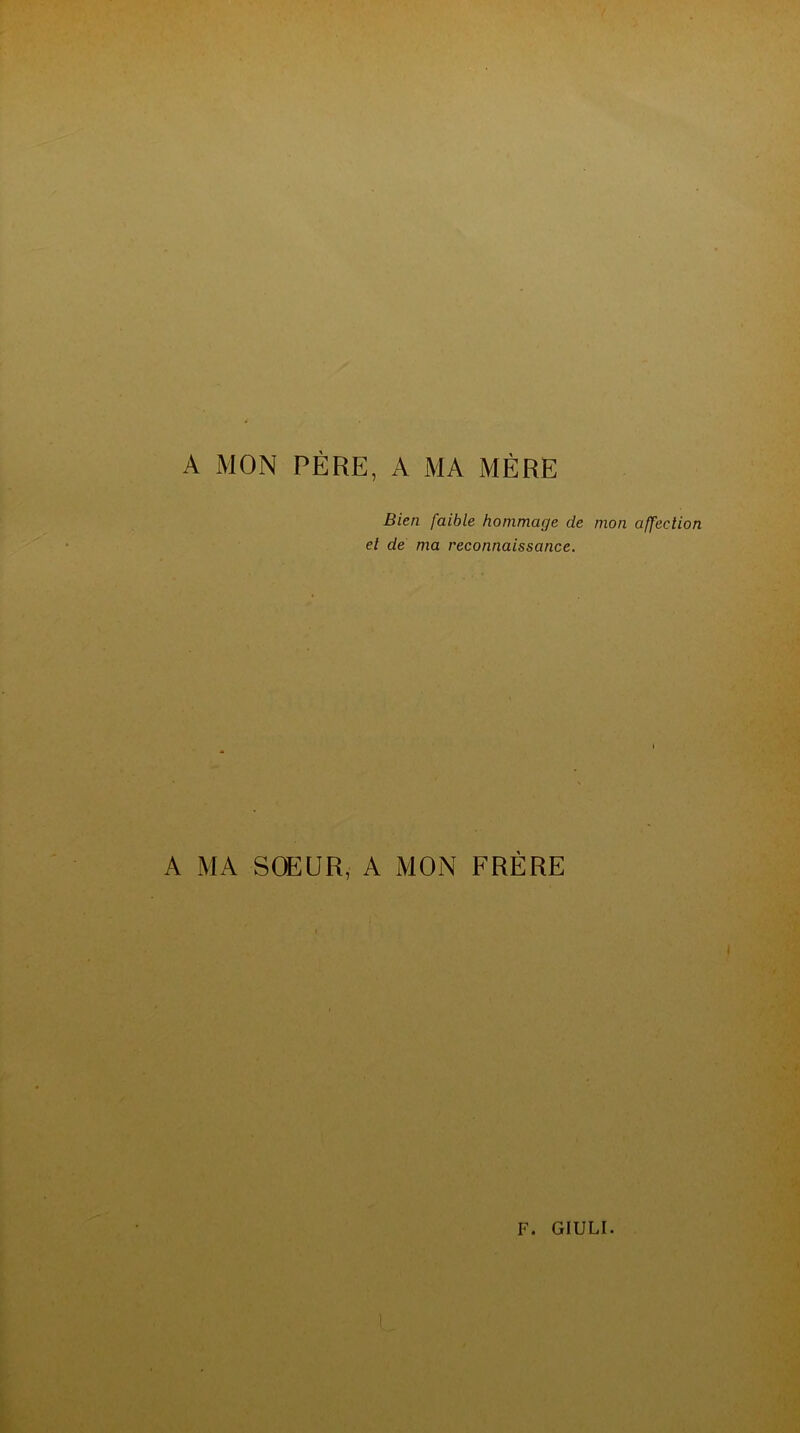 A MON PÈRE, A MA MÈRE Bien faible hommage de mon affection et de ma reconnaissance. A MA SOEUR, A MON FRÈRE