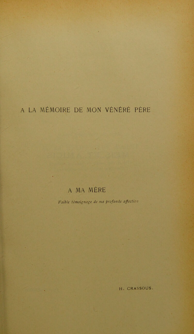 A LA MÉMOIRE DE MON VÉNÉRÉ PÈRE A MA MÈRE Faible témoignage de ma profonde affection