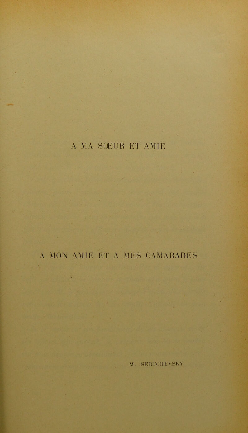 A MA SOEUR ET AMIE A AMIE ET A MES CAMARADES