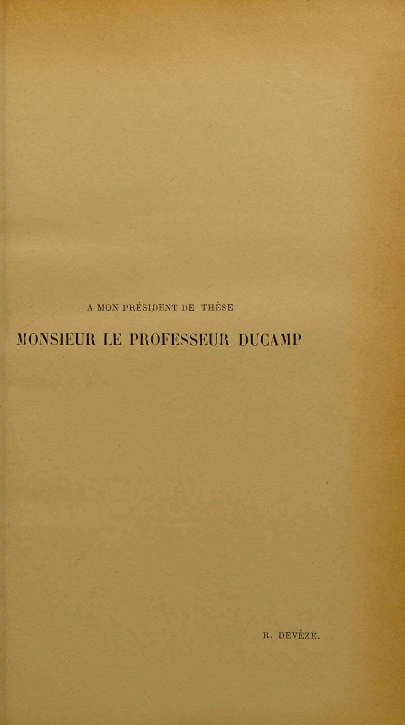 A MON PRÉSIDENT DE THÈSE MONSIEUR LE PROFESSEUR DUCAMP R. DEYEZE.