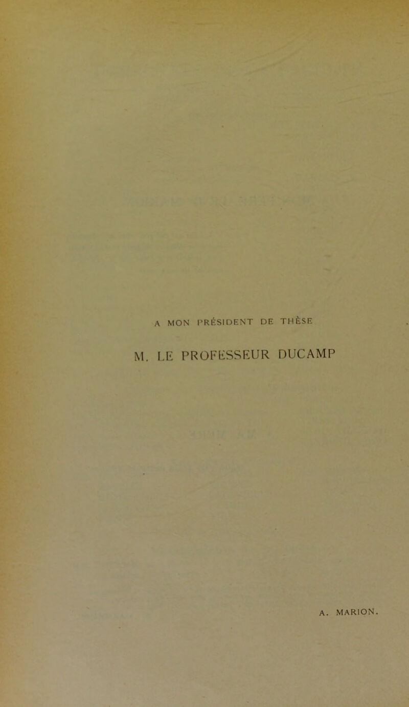 A MON PRÉSIDENT DE THÈSE LE PROFESSEUR DUCAMP A MARION.