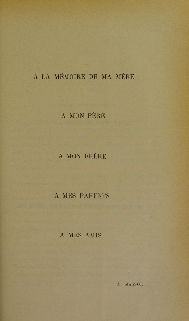 A LA MÉMOIRE DE MA MÈRE A MON PÈRE A MON FRÈRE A MES PARENTS A MES AMIS