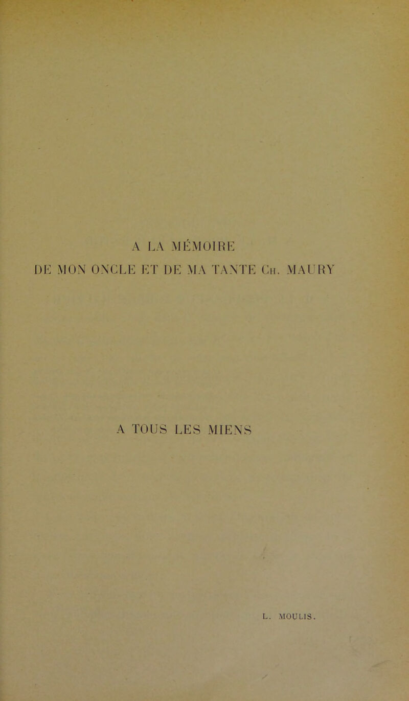 A LA MLMOIRL 1)L MON ONCLL KT DE MA TANTE Cii. MAERY A TOUS LES MIENS