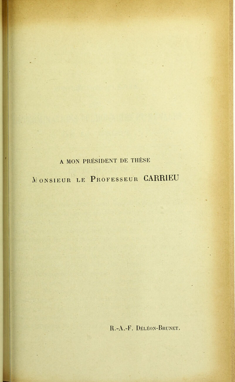 A MON PRÉSIDENT DE THÈSE A on sieur le Professeur CARRIEU