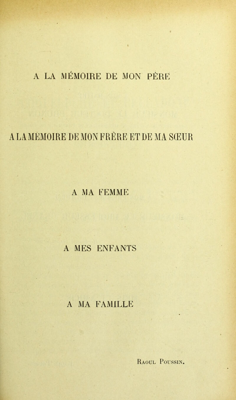 A LA MÉMOIRE DE MON PÈRE A LA.MEMOIRE DE MON FRÈRE ET DE MA SŒUR A MA FEMME A MES ENFANTS A MA FAMILLE