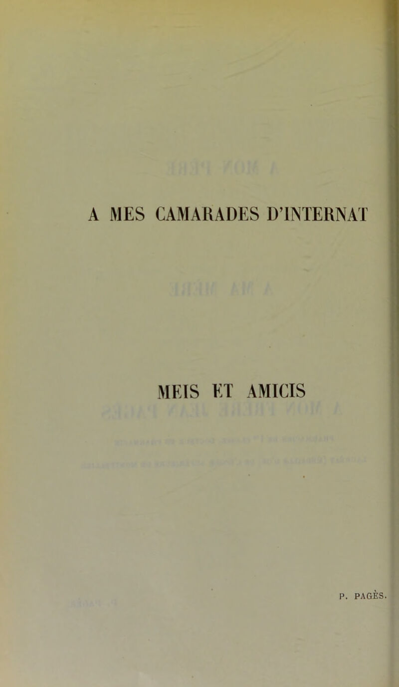 A MES CAMARADES D’INTERNAT MEIS ET AMICIS