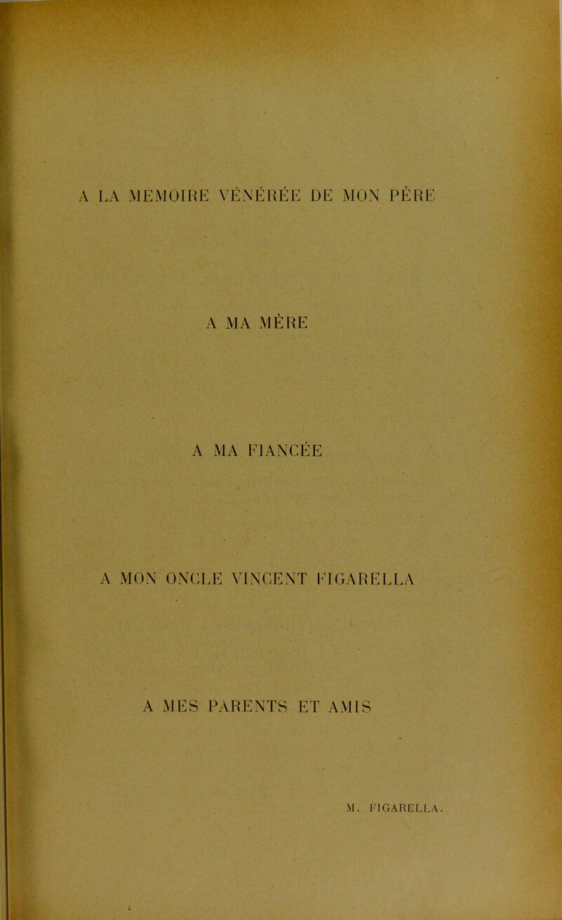 A LA MEMOIRE VÉNÉRÉE DE MON PÈRE A MA MÈRE A MA ElANCÉE A MON ONCLE VINCENT PIGARELLA A MES PARENTS ET AMIS