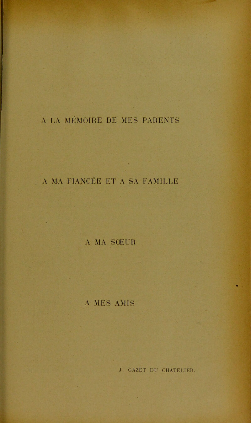 A LA MÉMOIRE DE MES PARENTS A MA FIANCÉE ET A SA FAMILLE A MA SŒUR A MES AMIS