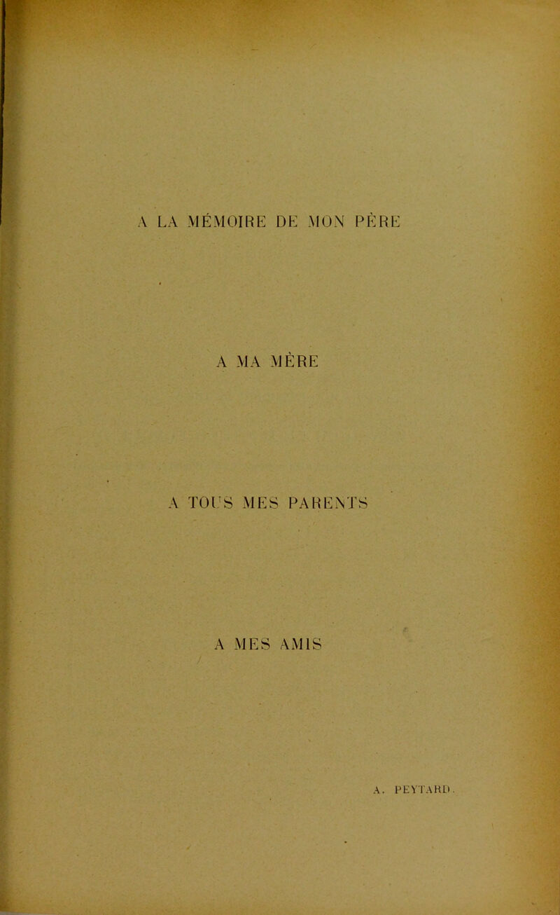 A LA MÉMOIRE DE MON PÈRE A MA MÈRE A ïOl.'S MES PARENTS A MES AMIS / A. FEVTARL).