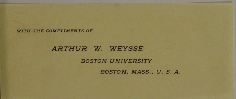 ARTHUR W. WEY SSE BOSTON UNIVERSITY