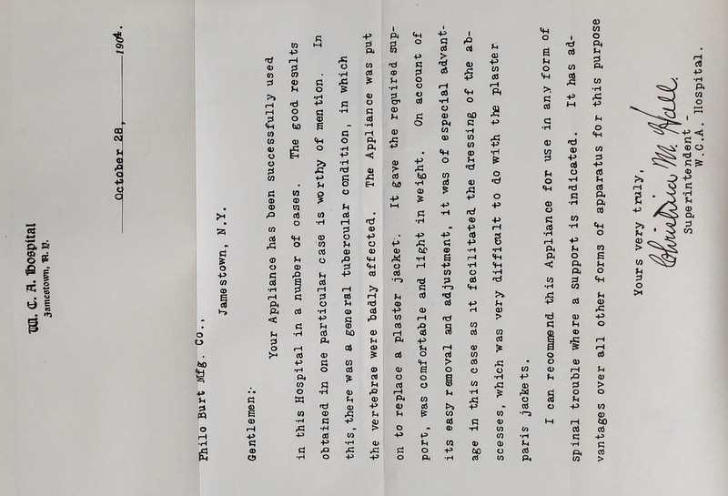 W. C. H. Ibospitat Jamestown, m. B. CO CO V « fi G +: G C G to i—i -p rtf 1—1 rC © 0 O (0 03 • •H 0 © G X G o P>> •H rH «d +» G r-i o G •rH 0 o © <H bJ3 - W G W © b-i O © rG o •H O IH O >» ■H 0 fil >0 CO ■H G • G o G tO P o © © ? • to G ,o © CO © • o •H rH co 0 0$ «H © O is ,G o 'CO u A © © & © G o -2 o o © 0 ■p C fit G 4-> 03 as s © © ■ct p i—1 rH s rH G 0 © as ft O G ft © •H © < -P G . G G © o p ■H © bO o 0 ft o r—r at • >-* © ® ho G to •H o © ft I* CO G 4* • • O •H © U G W G b Si >0 © pQ © •rH G +» O ,G •H - H P +J © CO •H G ■P *i—i A © G fit rC R cs •H O the vertebrae were badly affected. The Appliance was put on to replace a plaster jacket. It gave the required sup- port, was comfortable and light in weight. On account of its easv removal and adjustment, it was of especial advant- . C .A. Hospital.