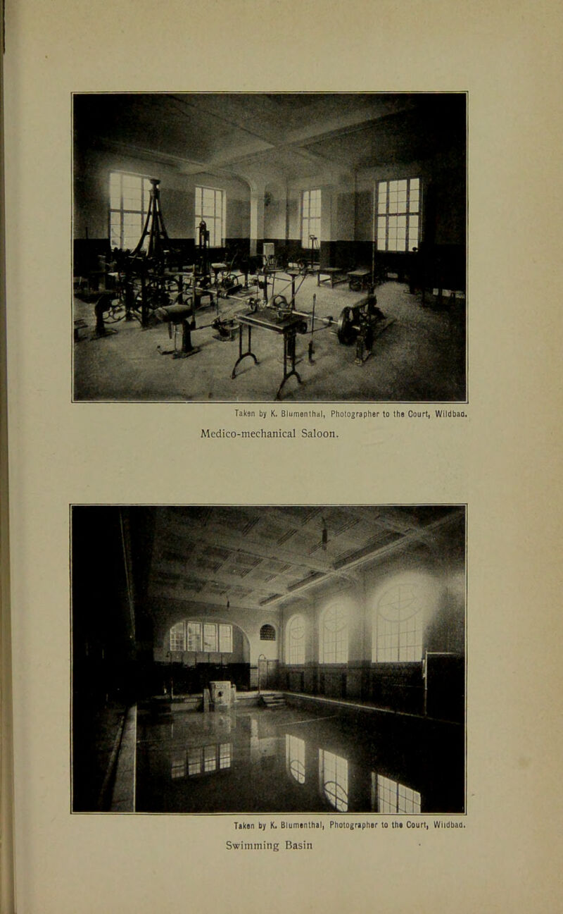 Medico-mechanical Saloon. Taken by K. Blumenthal, Photographer to the Court, Wildbaa. Swimming Basin