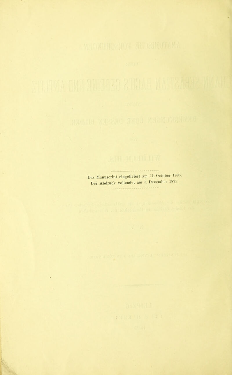 Das Munuscript eingeliefert am 21. October 1895,