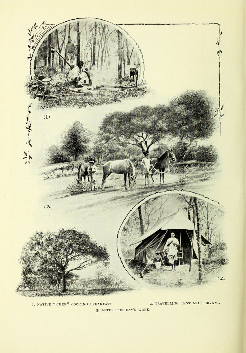 NATIVE “ CHEF ” COOKING BREAKFAST. 2. TRAVELLING TENT AND SERVANT.