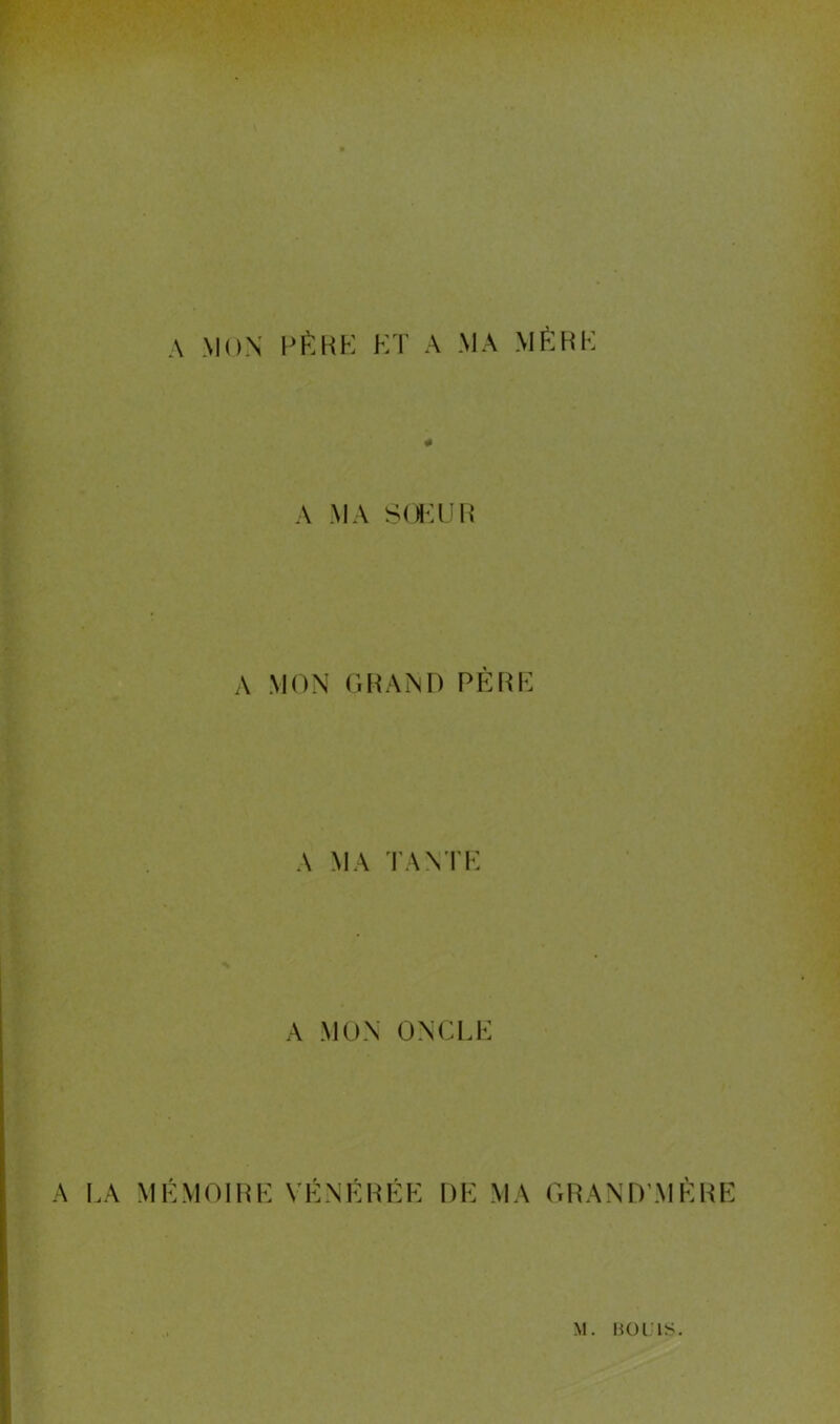 A MON PÈKK HT A MA MÈHK A MA S(MaiP A MON GHAM) PÈRK A MA TANTK A MON ONCLE A I.A MÉMOIRE VÉNÉRÉE DE MA GRAND’MERE