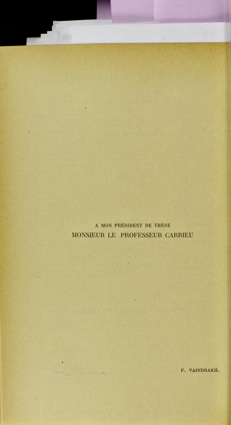 A MON PRÉSIDENT DE THÈSE MONSIEUR LE PROFESSEUR CARRIEU P. VAINDRAKil