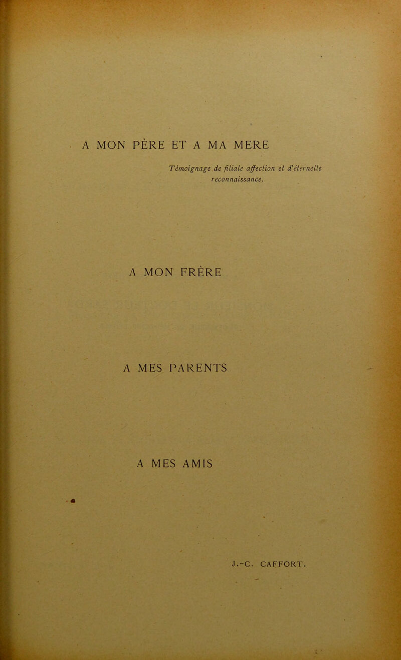 A MON PÈRE ET A MA MERE Témoignage de filiale affection et d'éternelle reconnaissance. A MON FRÈRE A MES PARENTS A MES AMIS