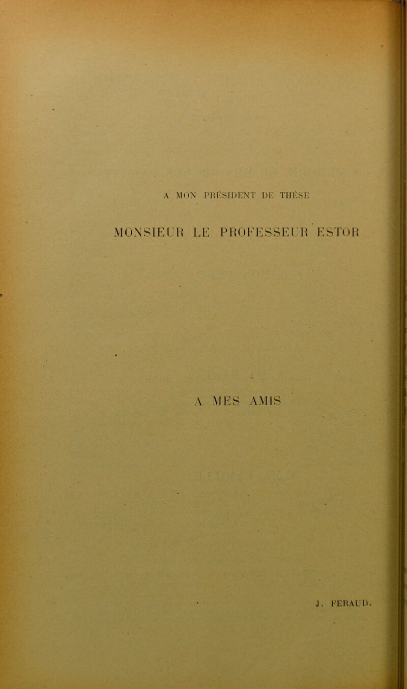 A MON PRESIDENT DE THÈSE MONSIEUR LE PROFESSEUR ' ESTOR A MES AMIS J. FERAUI).
