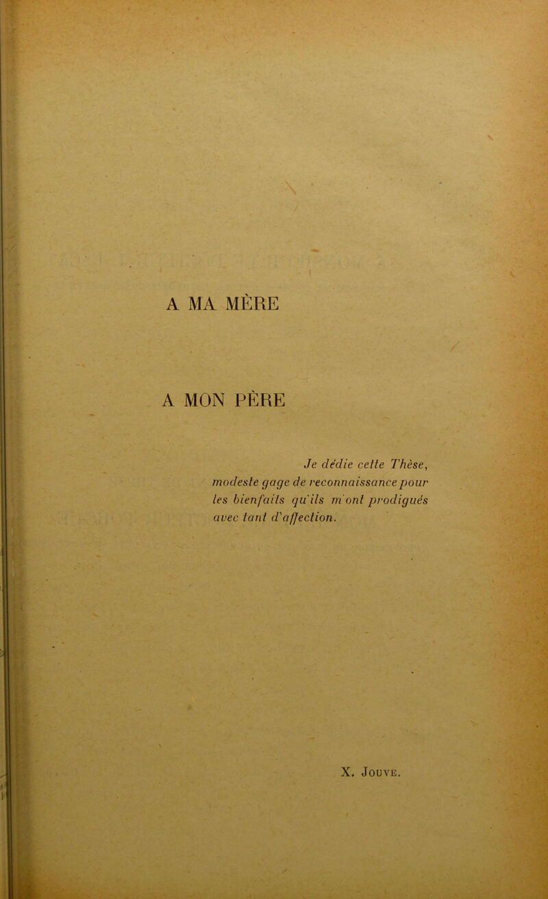 A MA MÈRE A MON PÈRE Je dédie celte Thèse, modeste gage de reconnaissance pour les bienfaits qu'ils m'ont prodigués avec tant cl'affeclion.