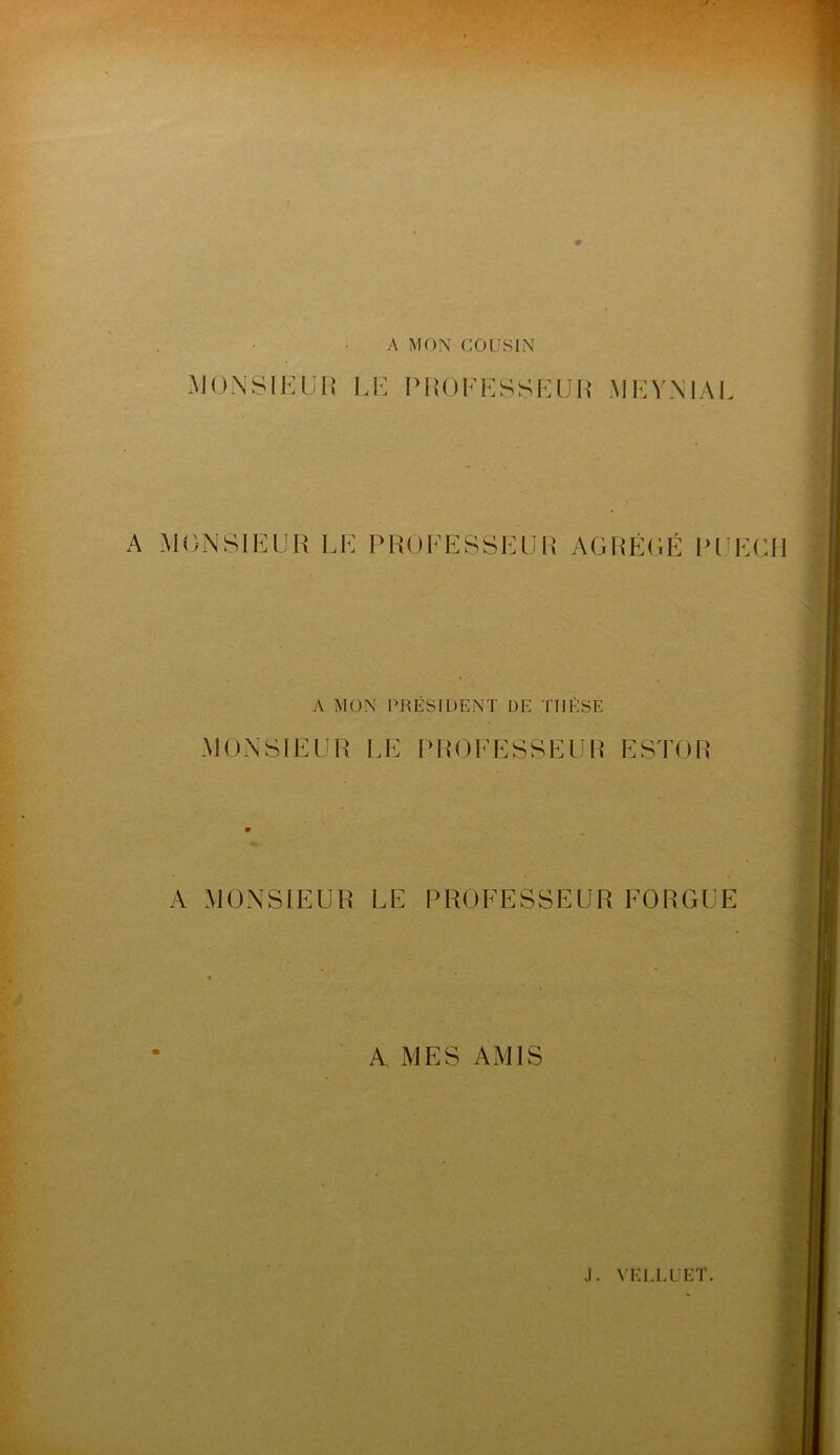 A MON COUSIN MONSIEUR LE PROFESSEUR MEYNIAI. A MONSIEUR LE PROFESSEUR AGRÉGÉ PFECII A MON PRESIDENT DE THÈSE MONSIEUR LE PROFESSEUR ESTOR A MONSIEUR LE PROEESSEUR FO R GUE A MES AMIS