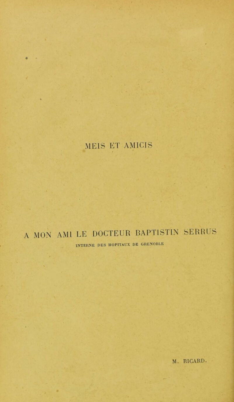 ME1S ET AMICIS AMI LE DOCTEUR BAPT1STIN SERRES INTERNE DES HOPITAUX DE GRENOBLE