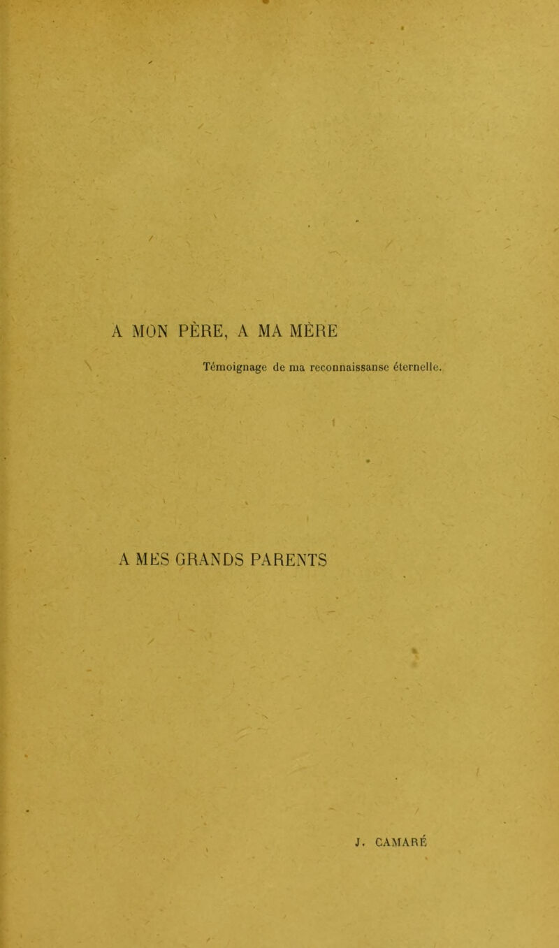 A MON PÈRE, A MA MÈRE Témoignage de ma reconnaissanse éternelle. \ A MES GRANDS PARENTS n