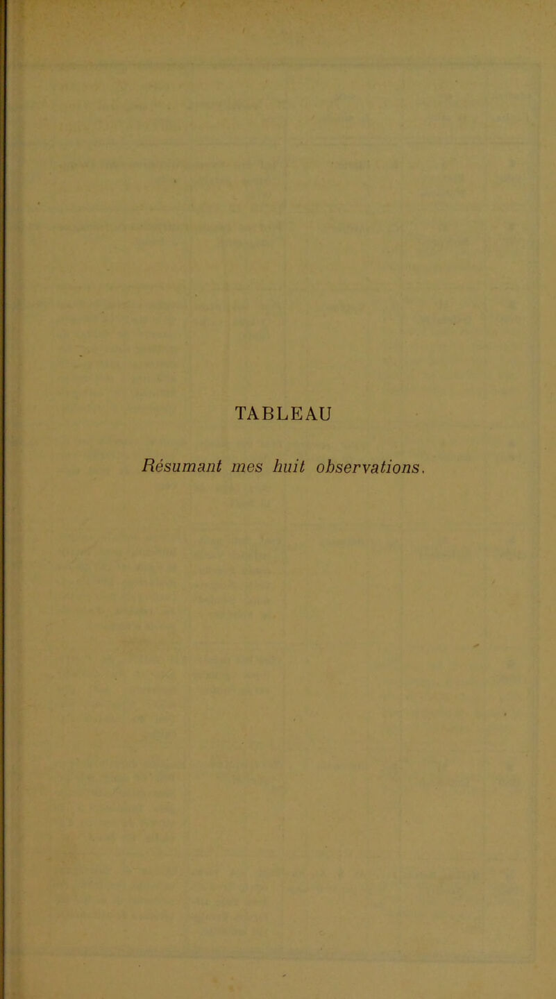 TABLEAU Résumant mes huit observations.