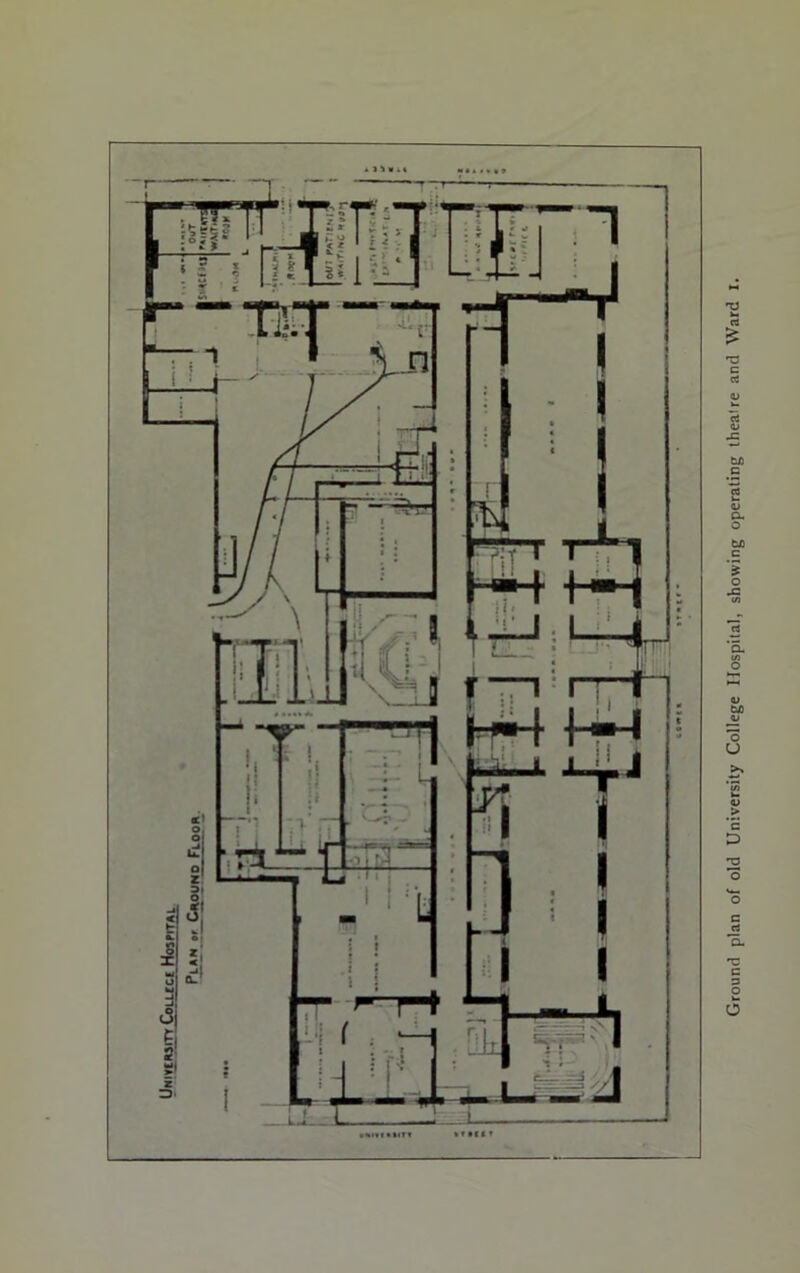 UmvtMmr Coutct Hospital Ground plan of old University College Hospital, showing operating theatre and Ward