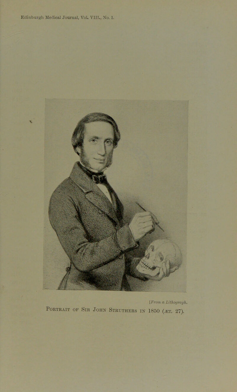 [From a Lithograph. Portrait of Sir John Strothers in 1850 (jlt. 27).