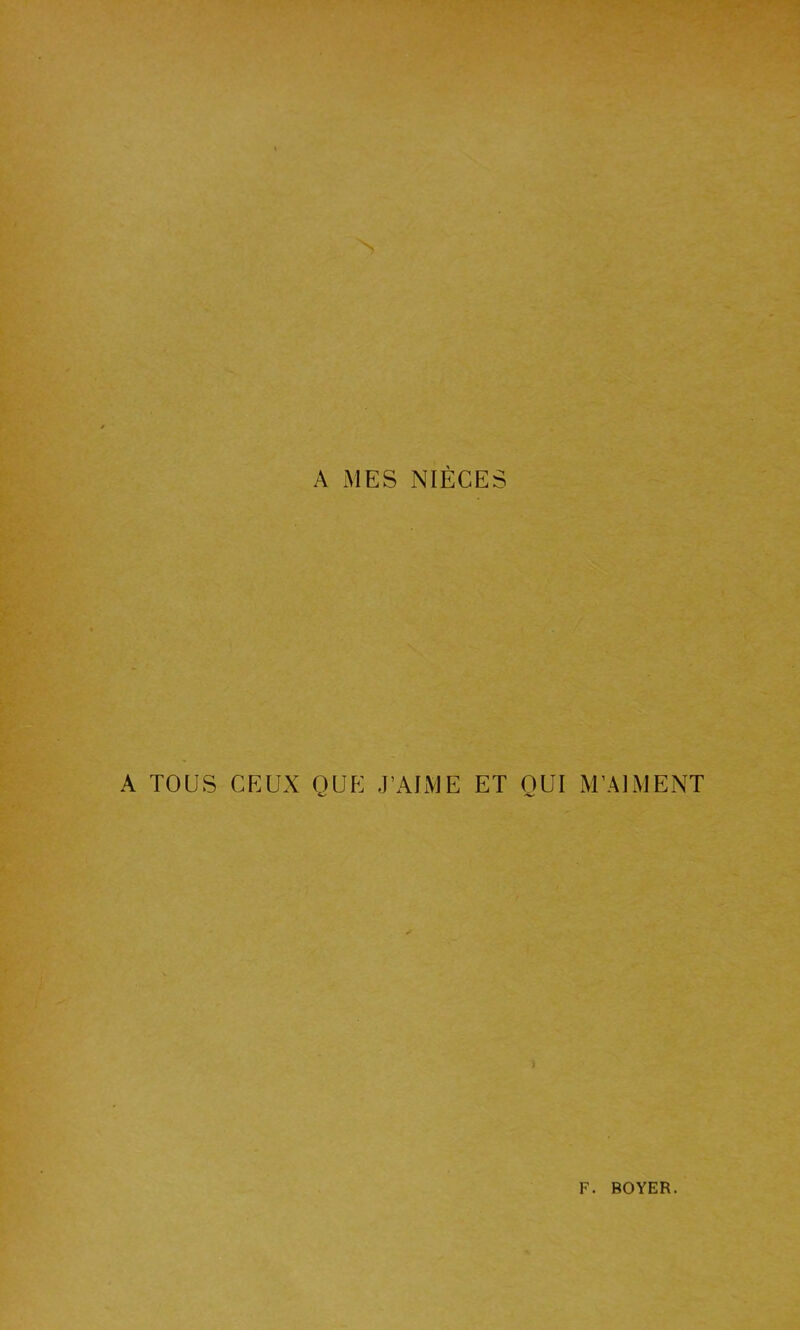 A MES NIÈCES A TOUS CEUX QUE .J’AIME ET OUI M’AIMENT »