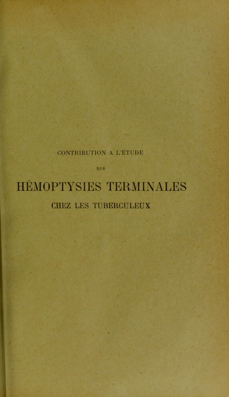 DK S HÉMOPTYSIES TERMINALES CHEZ LES TUBERCULEUX