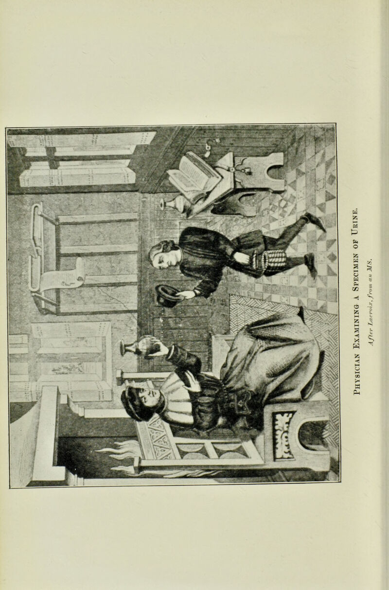 Physician Examining a Specimen of Urine. After Lacroix, from an MS.