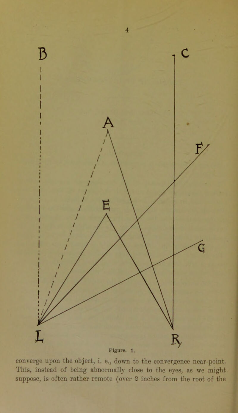 converge upon the object, i. e., down to the convergence near-point. This, instead of being abnormally close to the eyes, as we might suppose, is often rather remote (over 2 inches from the root of the