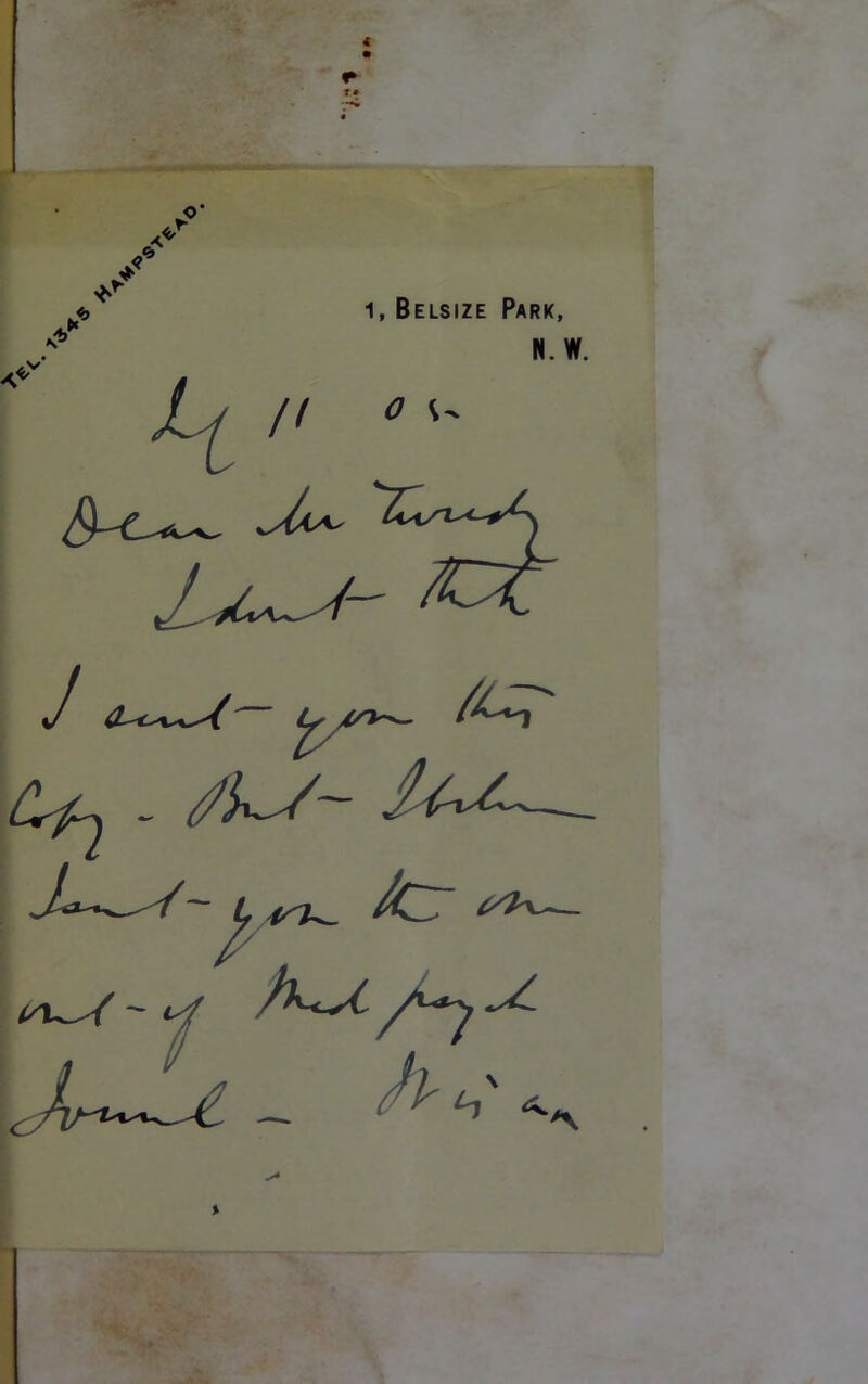i o- <o & 1, Belsize Park, N. W. // 0 V /j^y- “4 is - ^ A<^ /^ >