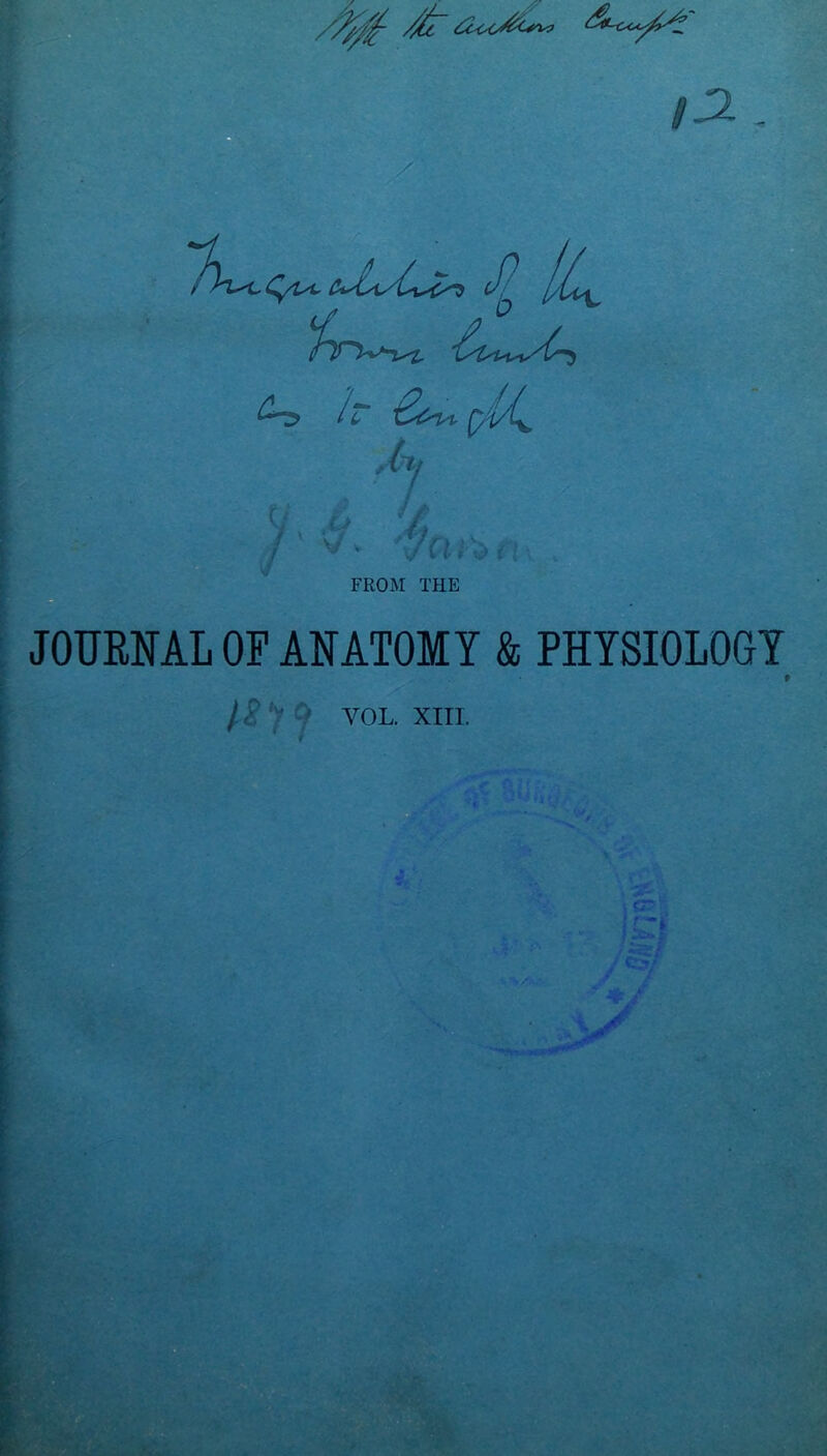/%jfj£ /dr tuodzui* c~> hr ,lt/ r £ v v v ycu^i FROM THE /-2 , JOURNAL OF ANATOMY & PHYSIOLOGY