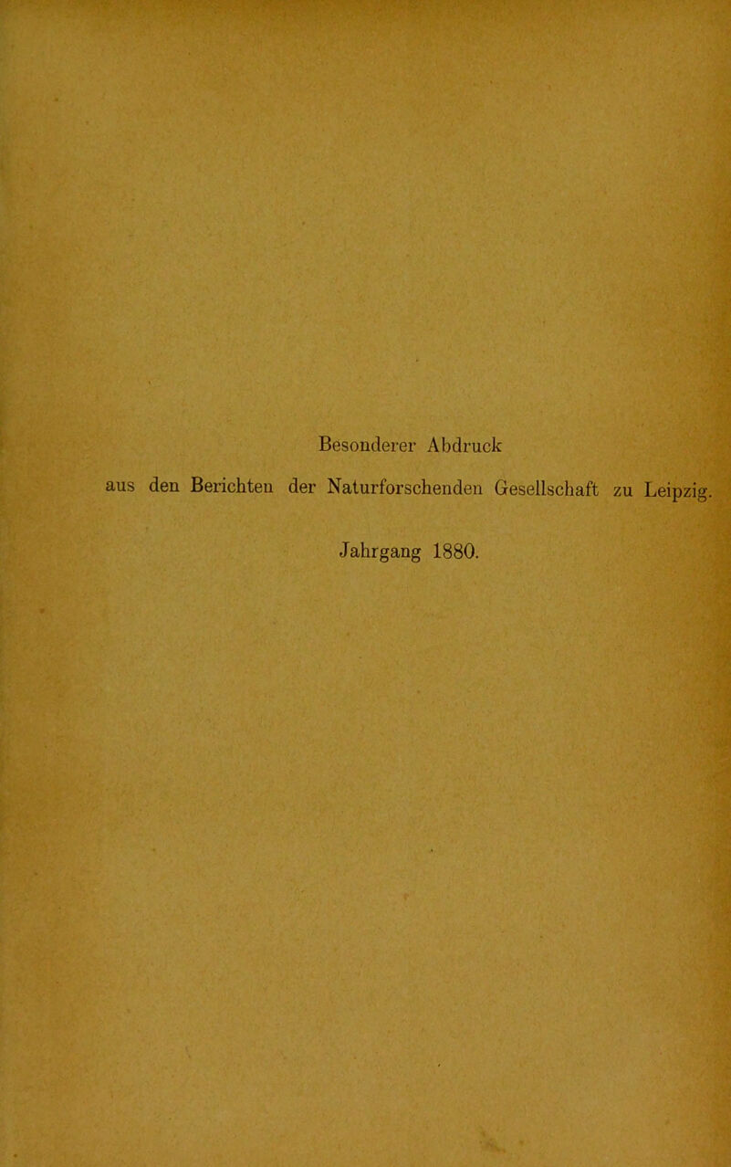 Besonderer Abdruck aus den Berichten der Naturforschenden Gesellschaft zu Leipzig. Jahrgang 1880.