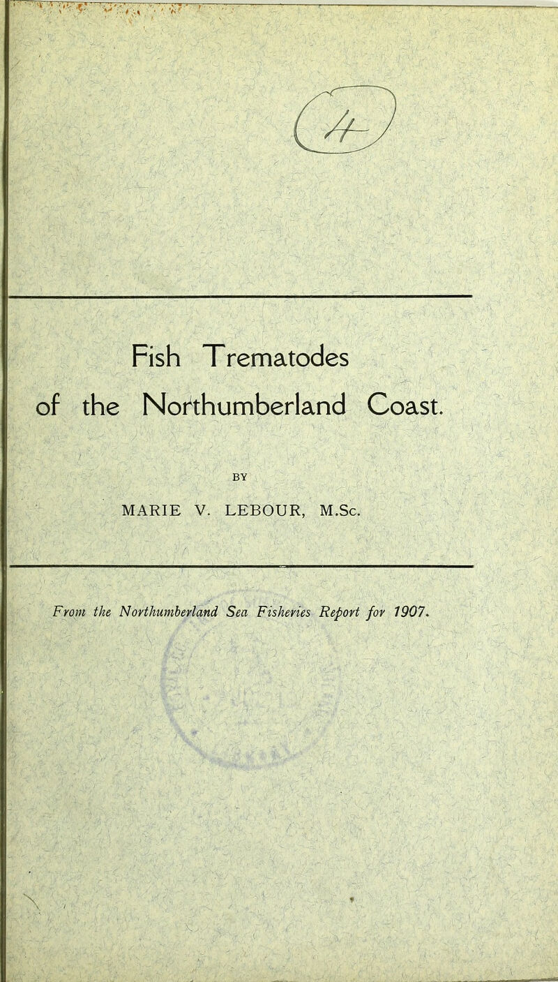 //- Fish Trematodes of the Northumberland Coast. BY MARIE V. LEBOUR, M.Sc. From the Northumberland Sea Fisheries Report for 1907.