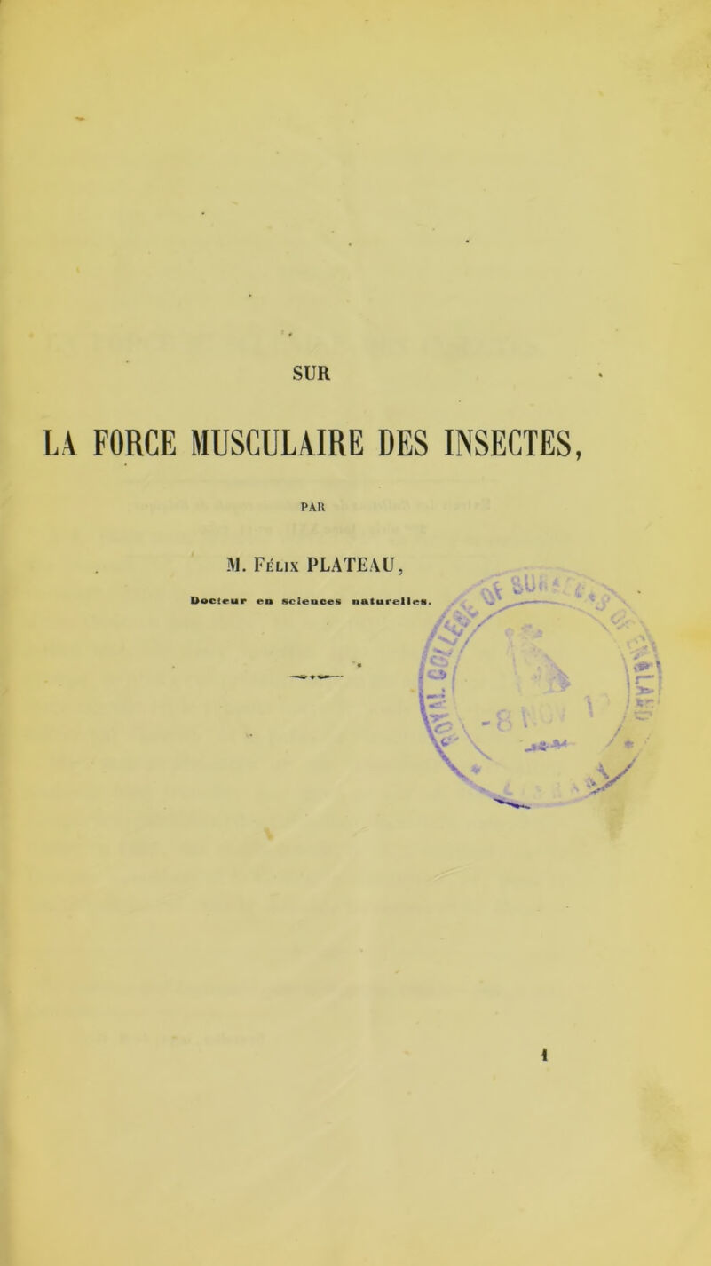 r i SUR L4 FORCE MUSCULAIRE DES INSECTES, PAU ICI .■5a- î ! i:-' / y