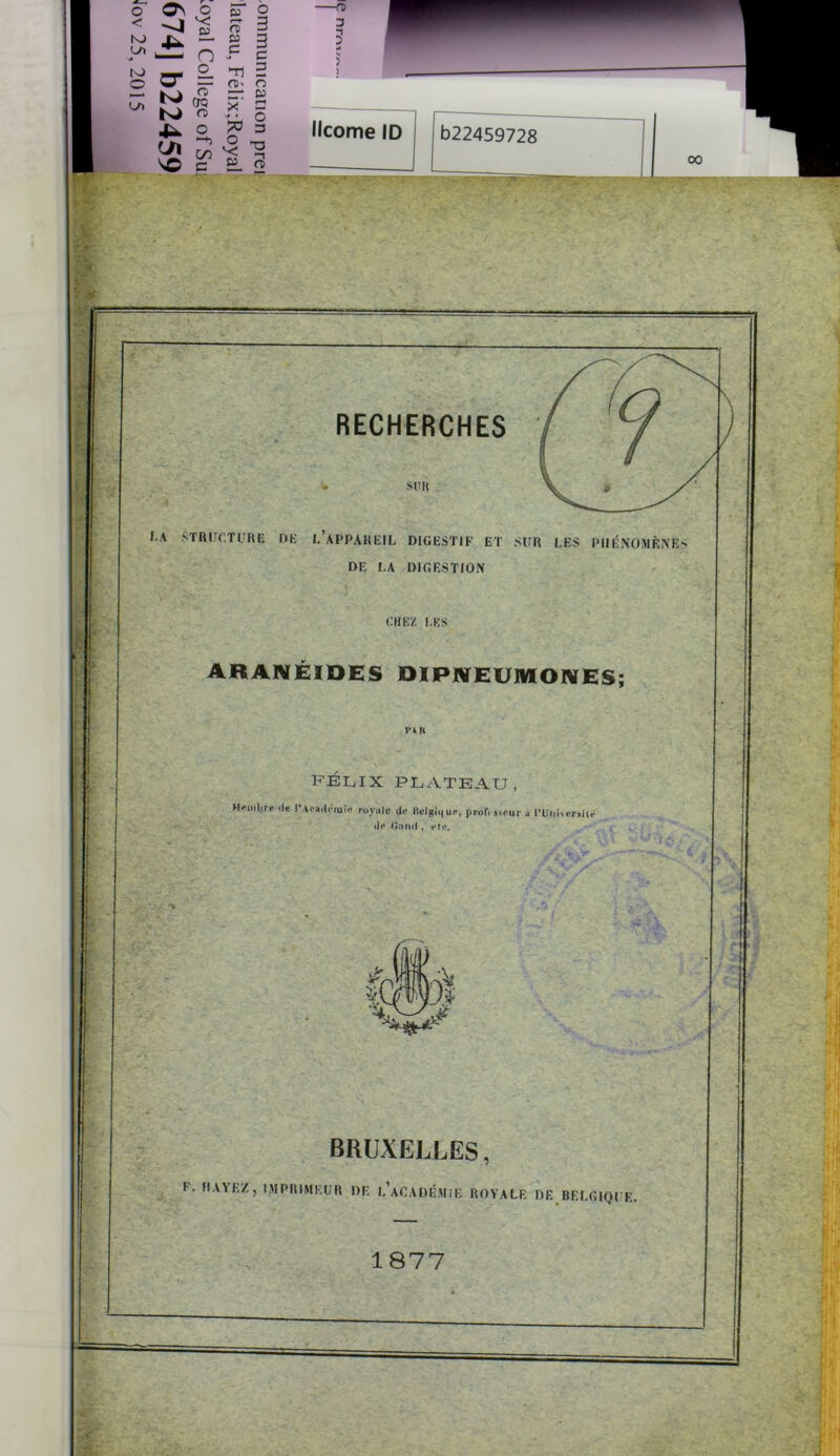 < K> yi K) O U) v; eu a n 03 C a* o_ Tl CD' K) o CTQ fD S’ 4^ (Ji O T ç/} JÔ O v; \O 3 su 3 c 3 Ô f—1 5 3 ■O BRUXELLES, I . H.WEZ, IMPRIMEUR HE L ACADÉMIE ROYALE DE BELGIQUE. 1877